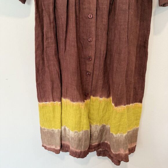 Roberta Freymann Womens Pure Linen Ombre Print Dress Size Small 1636 - Picture 4 of 13